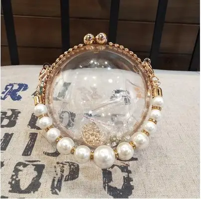 pearl gold Роскошные модные женские кошельки и сумочки, прозрачные акриловые вечерние сумочки-клатчи с жемчугом и кисточками, сумка через плечо на цепочке, вечерняя сумочка - Цвет: pearl gold
