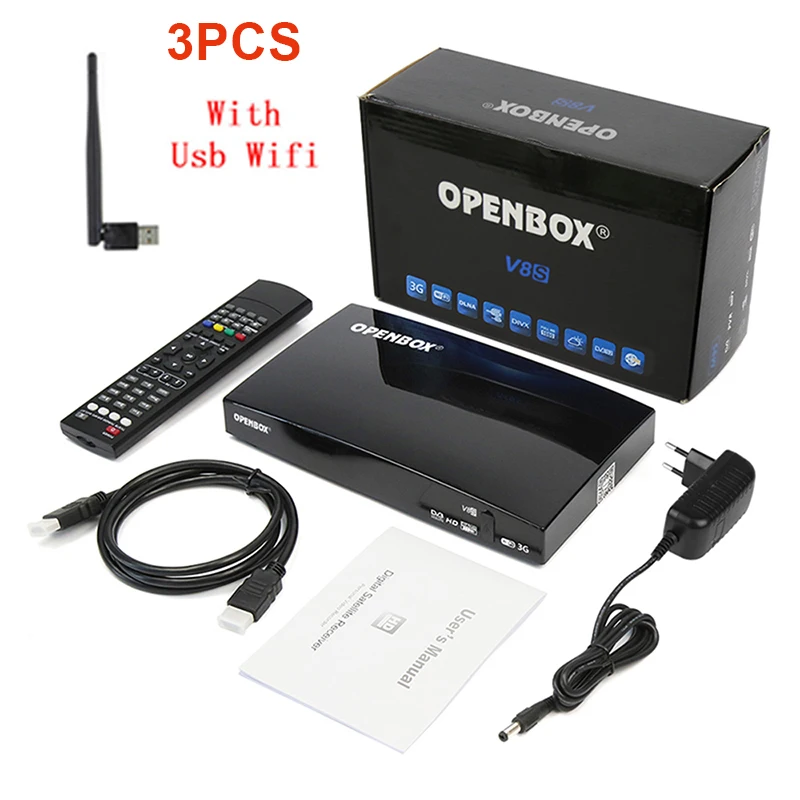 

Hot sale 3PCS DMYCO D4S Plus DVB-S2 Digital Satellite Receiver HD Satellite TV Receptor Biss Key 2 USB Slot WiFi 3G Openbox V8S