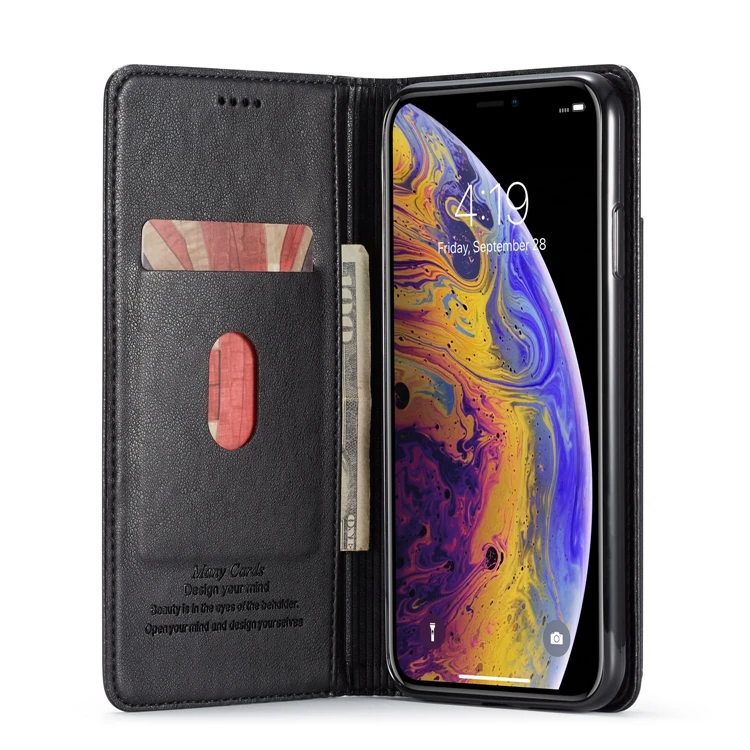 Чехол книжка с отделениями для карт iPhone XSMax чехол бумажник из искусственной кожи