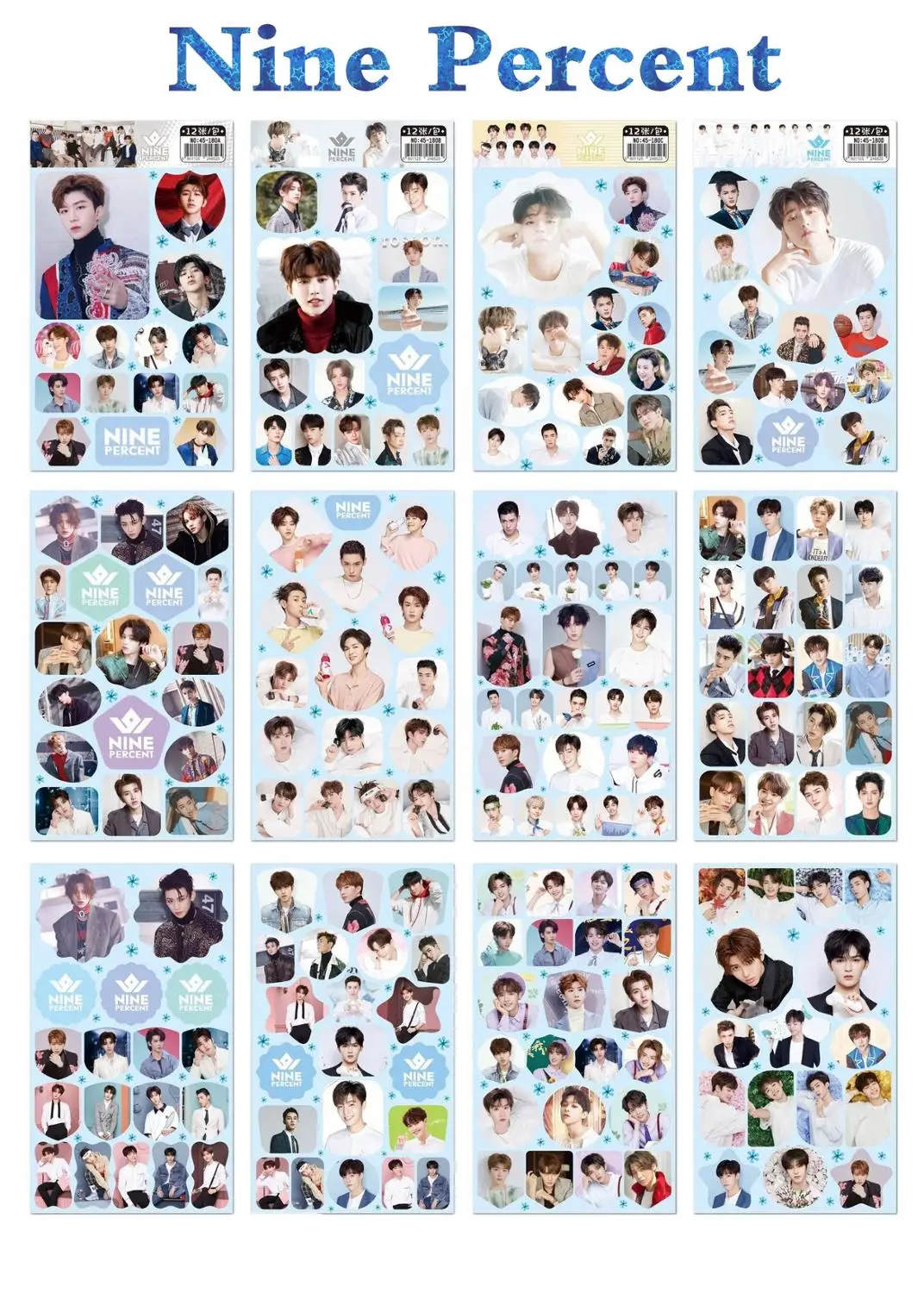 

12 pcs/set Nine Percent 9% Small wall sticker star around stickers gift KUN Justin Chen Linong
