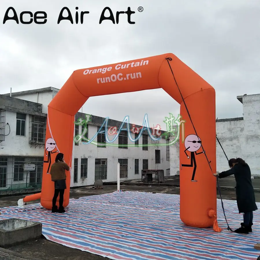 Индивидуальные 6X4 м orange спортивные арки надувные арки, старт финиш с бесплатной рекламы логотип/изображение для продажи