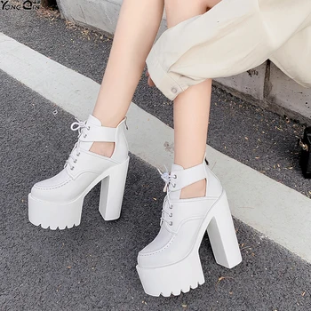 

Fashion round toe 14.5cm high-heeled shoes thick heel Women's Pumps