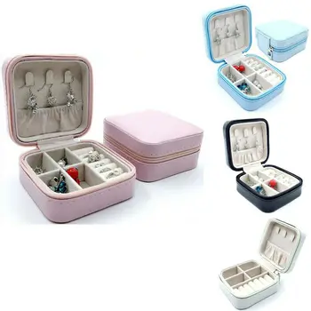 

Newest Travel Cosmetic Leather Jewelry Storage Case Ring Earring Necklace Organizer Home Outdoor Cosmetic Bags Jewelry Cases