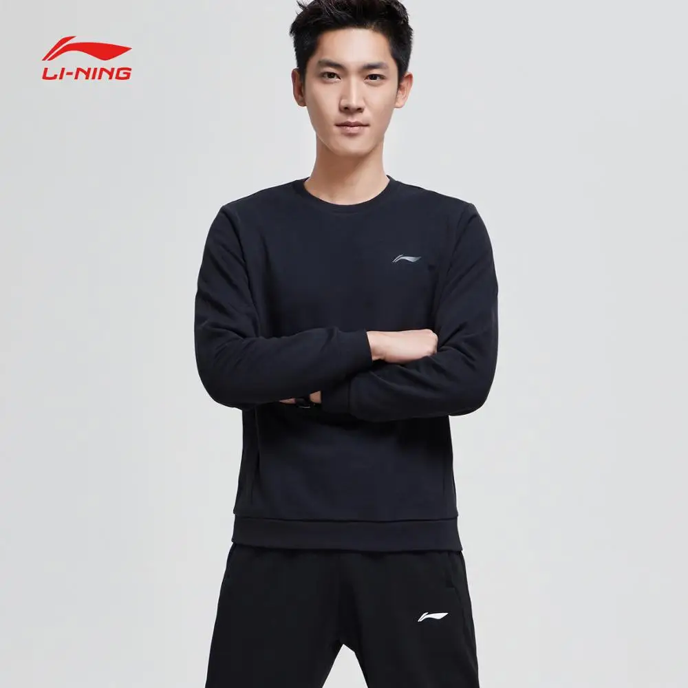 Li Ning мужской тренировочный свитер теплый комфортный обычный крой 69% хлопок 31%