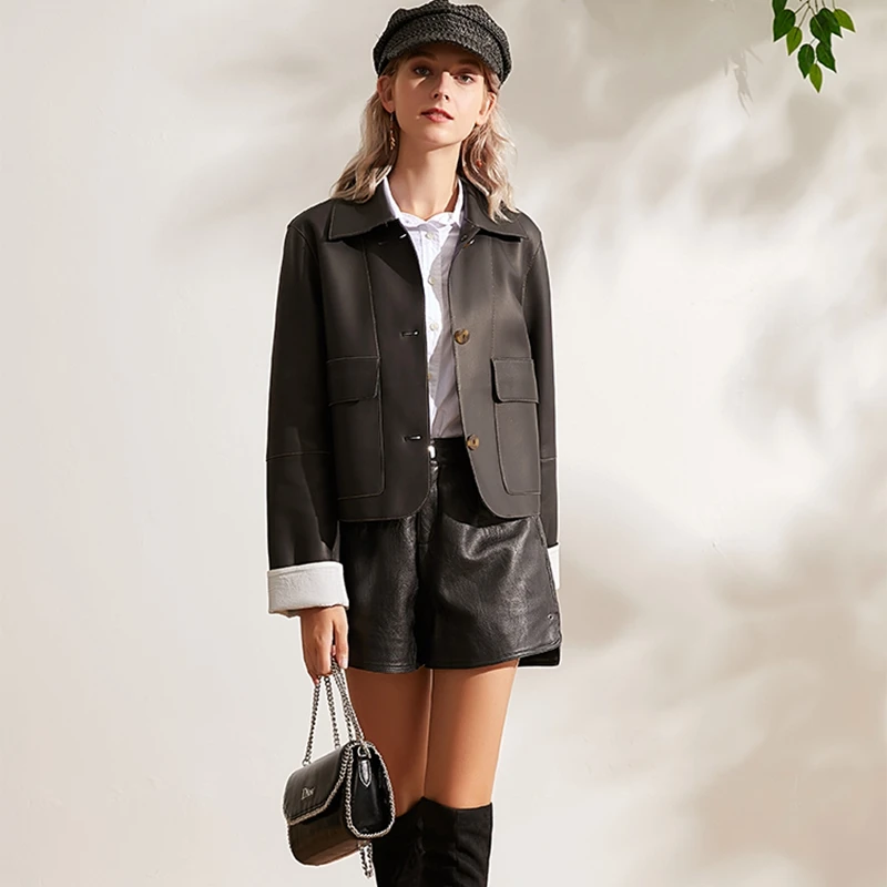 

Woman Coats Natural 100% Genuine Leather 2019 Fashion Sheepskin Leather Coat Female Jackets Genuine Leather Special Sale