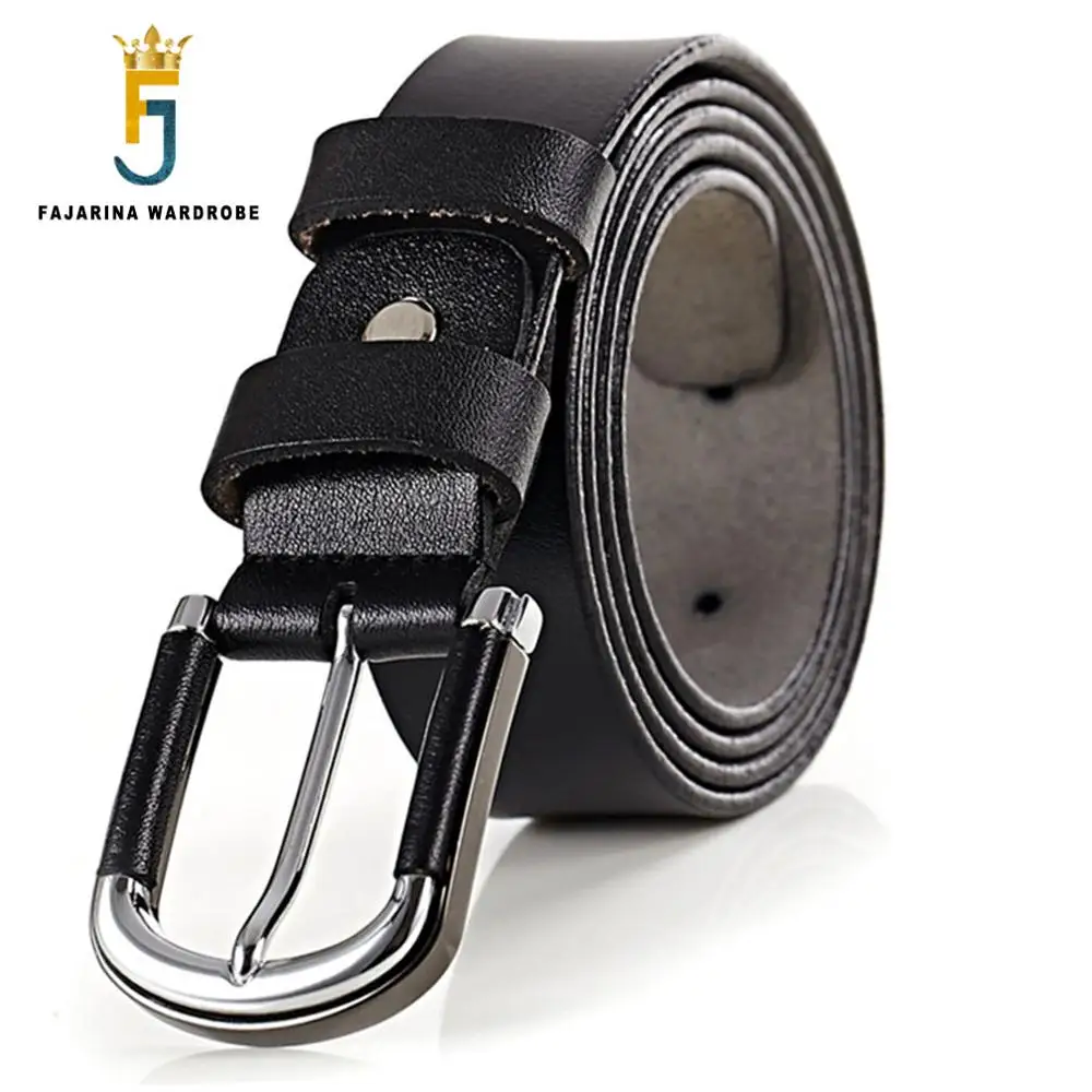 FAJARINA Lady Quality 100% Pure Cow Skin Leather Belt Black Blue Retro Clasp Style Cowhide Belts for Women Freeshipping N17FJ040