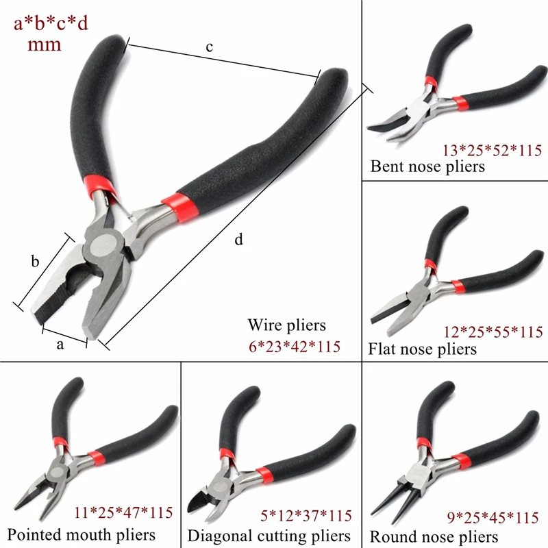 4,5 дюймов 6 типов изоляционные плоскогубцы ювелирные изделия Круглый длинный нос делая Бисероплетение Зачистка обжимка проводов кабель Резак ручной инструмент набор