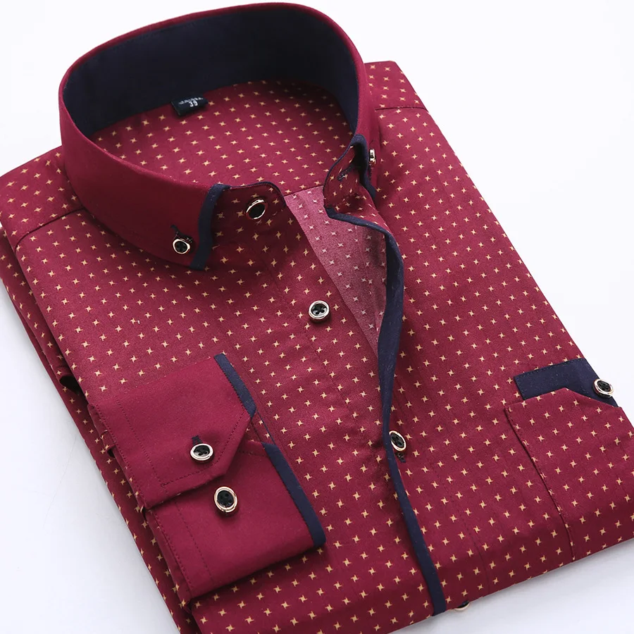 Men Long Sleeve Shirt Stitching Pocket Design Fabric Soft Comfortable cotton shirt long sleeve shirt men casual shirt
