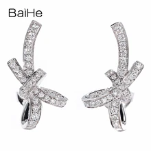 BAIHE Solid 14K белое золото(AU585) 0.32ct H/SI круглые натуральные бриллианты Свадебные модные ювелирные изделия подарок серьги-гвоздики