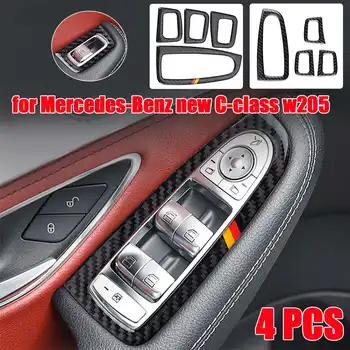 

HOT 4Pcs Glass Riser Panel Frame 3K Carbon Fiber Texture Suitable for Mercedes for Benz new C-class w205