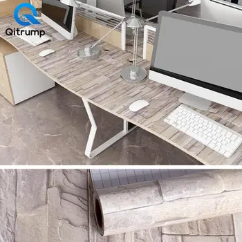 

3D Wood Grain Wall Sticker Brick Stone Self-adhesive Wallpaper Rustic Effect PVC for Bedroom Living Room Kitchen Home Decoration