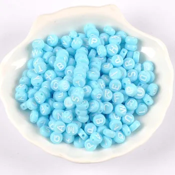 

400PCs Mixed blue Acrylic Alphabet/Letter Round Beads For Jewelry Making 7mm YKL0805
