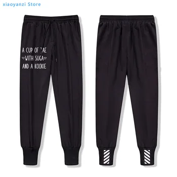 

A CUP OF TAE WITH Suga AND A Kookie Women sweatpants Casual Funny sports long pants For Lady Girl Hipster fitness trousers t-207