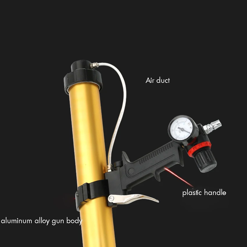 600ml Pneumatic Glass Glue Gun with Air Pressure Regulating Valve, Plastic Handle Air Power Caulking Gun Cartridge Applicator