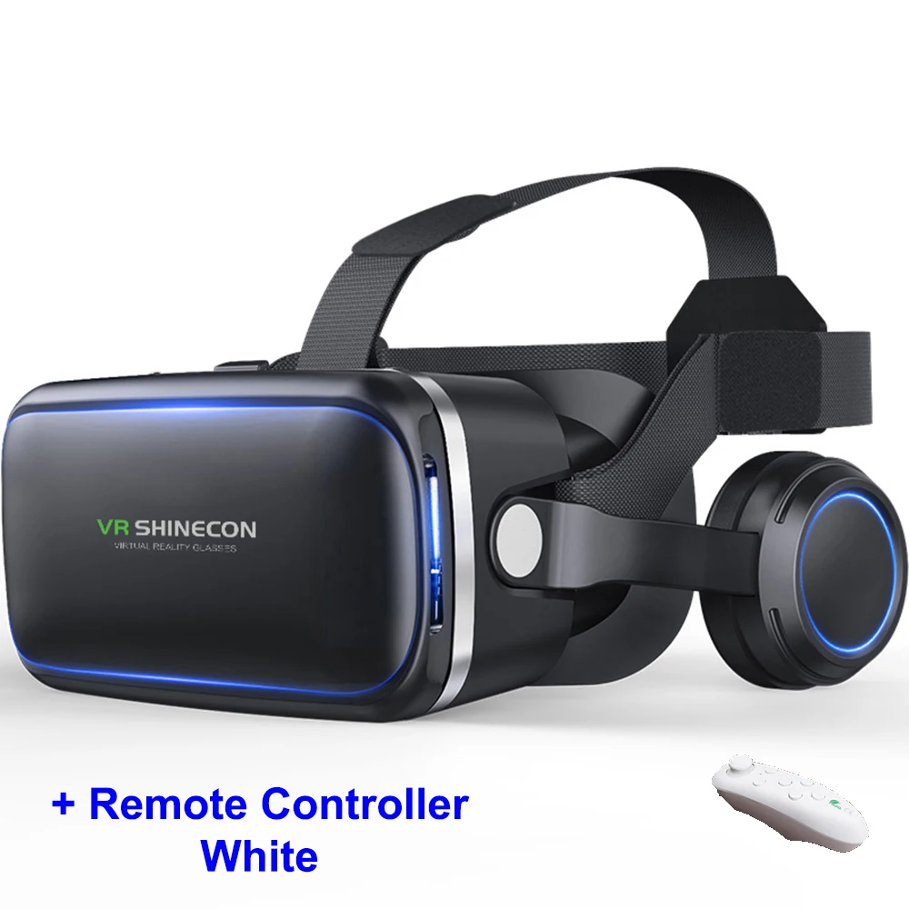 Box and White Remote 6,0 VR Очки виртуальной реальности 3D очки Складная гарнитура переносной шлем 4,7-6 дюймов мини наушники для iOS Android - Цвет: Box and White Remote