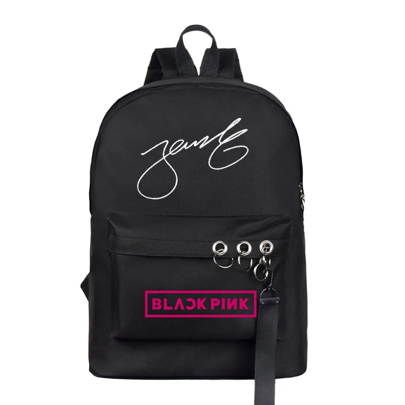 

KPOP BLACKPINK Canvas Backpacks JENNIE JISOO LISA ROSE Signatures School Bags Fashion Women Students Backpack