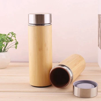 

Bamboo Travel Coffee Mug Double Wall Eco for Hot and Cold Beverages Stainless Steel Insulated Water Bottle Coffee Insulation Wat