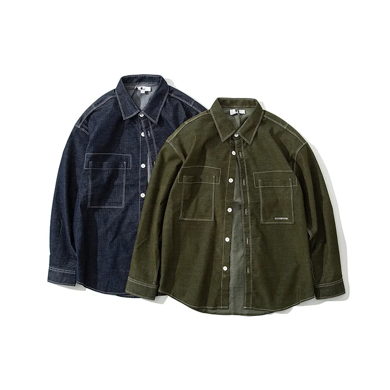 

Женская свободная рубашка с длинным рукавом, зеленая однотонная Повседневная Молодежная рубашка с отложным воротником, весна-осень 2021