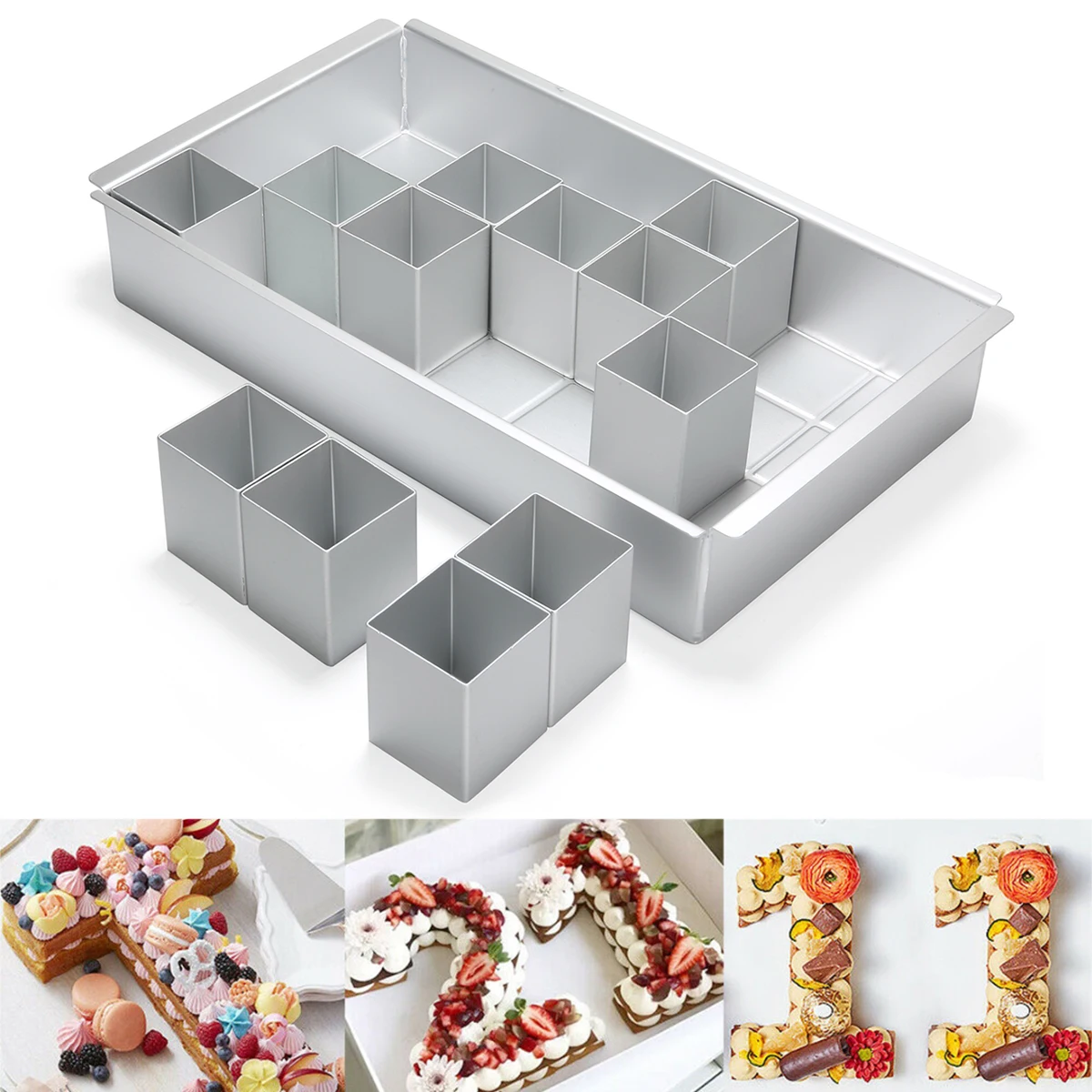 

Aluminum Alloy DIY Rectangular Cake Tray Mould Alaphabet Letter Number Combination Cake Pan Mold Kitchen Cake Baking Mold Tool