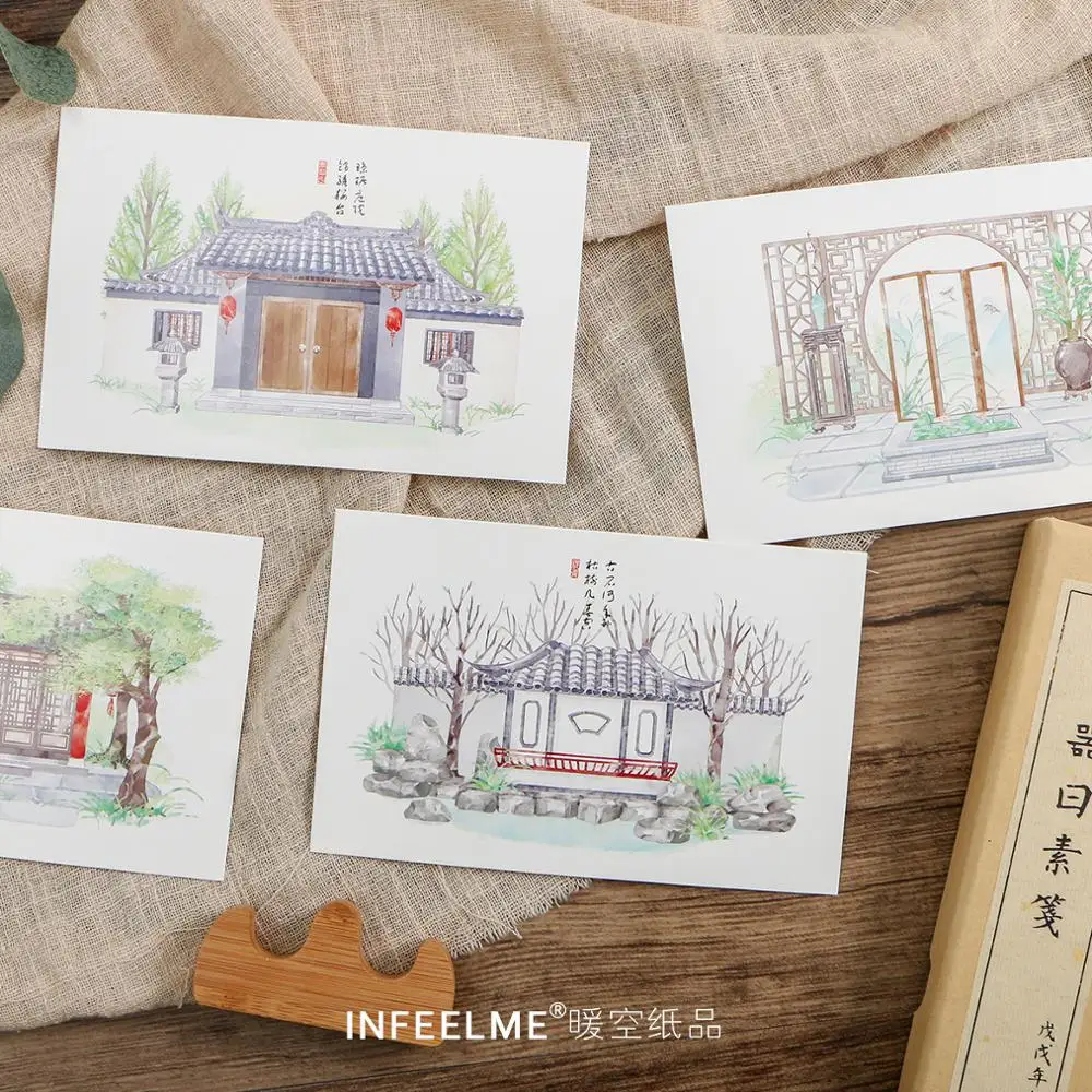 30 Sheets/Set Ancient Courtyard Life Series Postcard DIY Greeting Card Birthday Gift Card Message Card