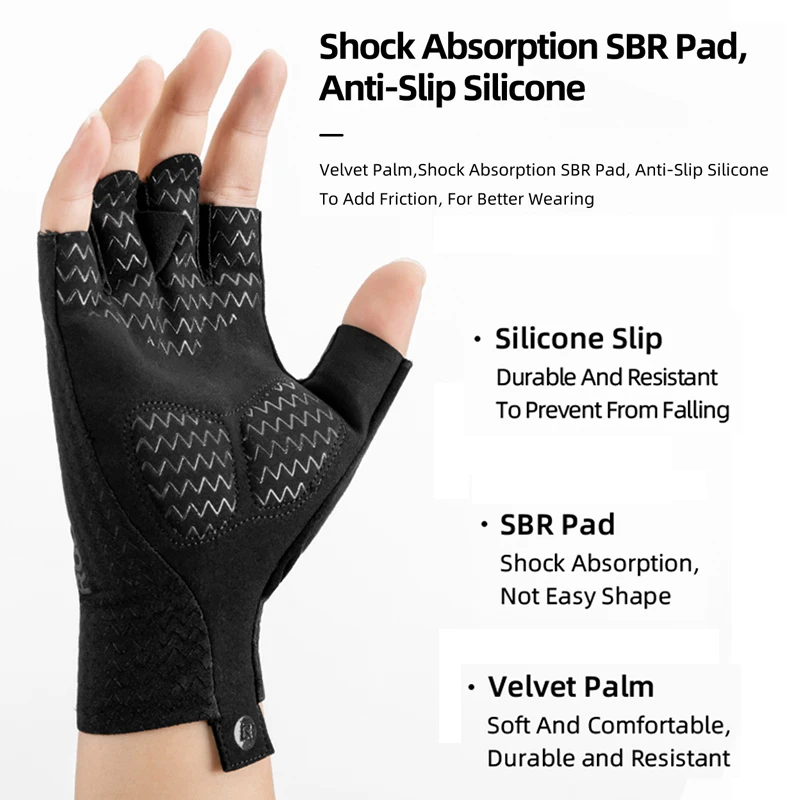 ROCKBROS Bicycle Gloves Summer Bike Glove SBR Pad Half Finger MTB Bike Men Women Anti-Slip Breathable Shockproof Sport Glove