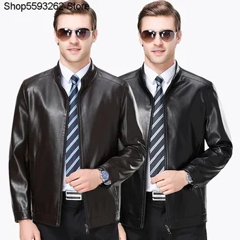 

Haining Genuine Leather Leather Coat Male Coat Middle-aged And Elderly Plus Velvet Type Short Money Collar Thin Big Code Sheep