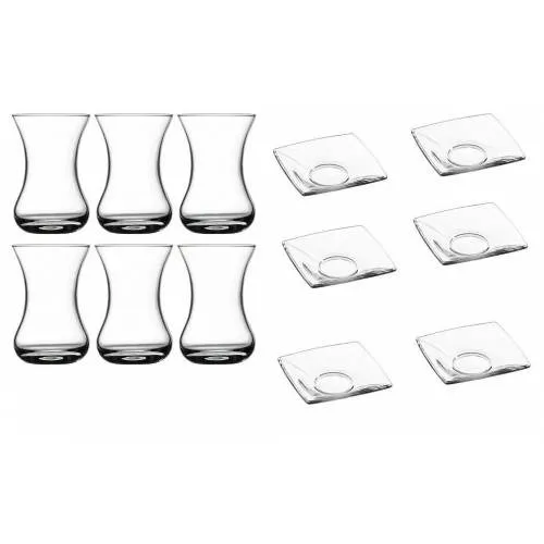 

Turkish Tea Glass 6 Pieces Tea Saucer Fine Waisted Glass Tea Glass 12 Pieces Pasabahce English Tea Brewing