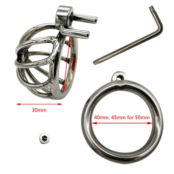 Screw Lock Ergonomic Design Stainless Steel Male Chastity Device Super Small Cock Cage Penis lock Cock Ring Chastity Belt S070 2