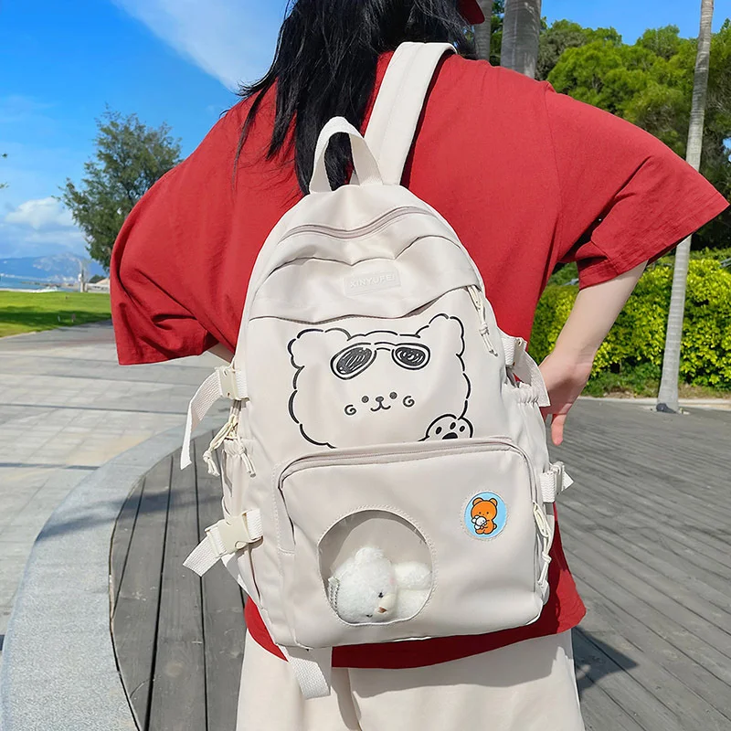 Популярные цветные женские рюкзаки с вышивкой медведя школьный ранец для