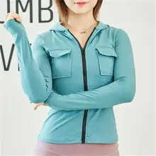 Застежка-молния с коротким стиль худи спортивный Колготки Бег Длинные рукава для женщин yoga Пальто Фитнес, тренажерный зал модные женские туфли куртка