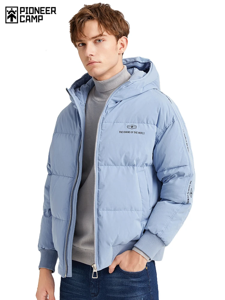 Pioneer Camp Chaqueta plumón pato para hombre, chaqueta lisa y cálida, Simple, impermeable, con bolsillo con cremallera, de alta calidad, AYR903431|Chaquetas de plumón| -