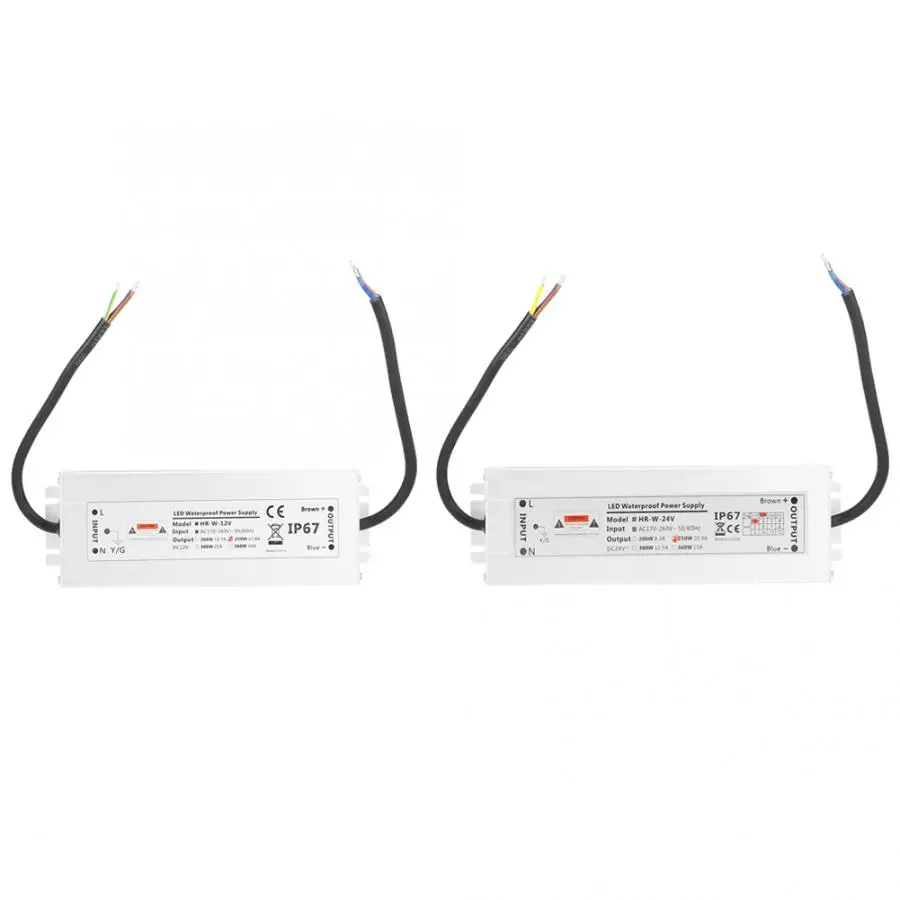 Регулируемый импульсный источник питания 12 V/24 V 250W светодиодный светильник полосы питания IP67 Водонепроницаемый светодиодный драйвер трансформаторный блок