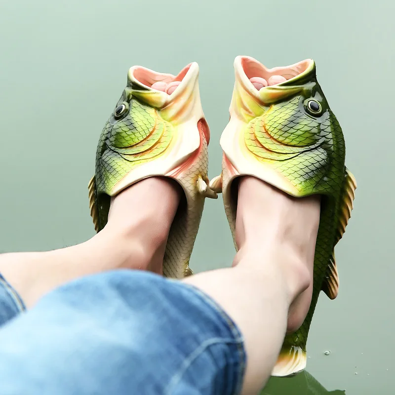 Zapatillas de Unisex para hombre, chanclas familiares divertidas de pez, zapatos de pasarela, calzado de verano, talla grande 33-47, 2020 - AliExpress