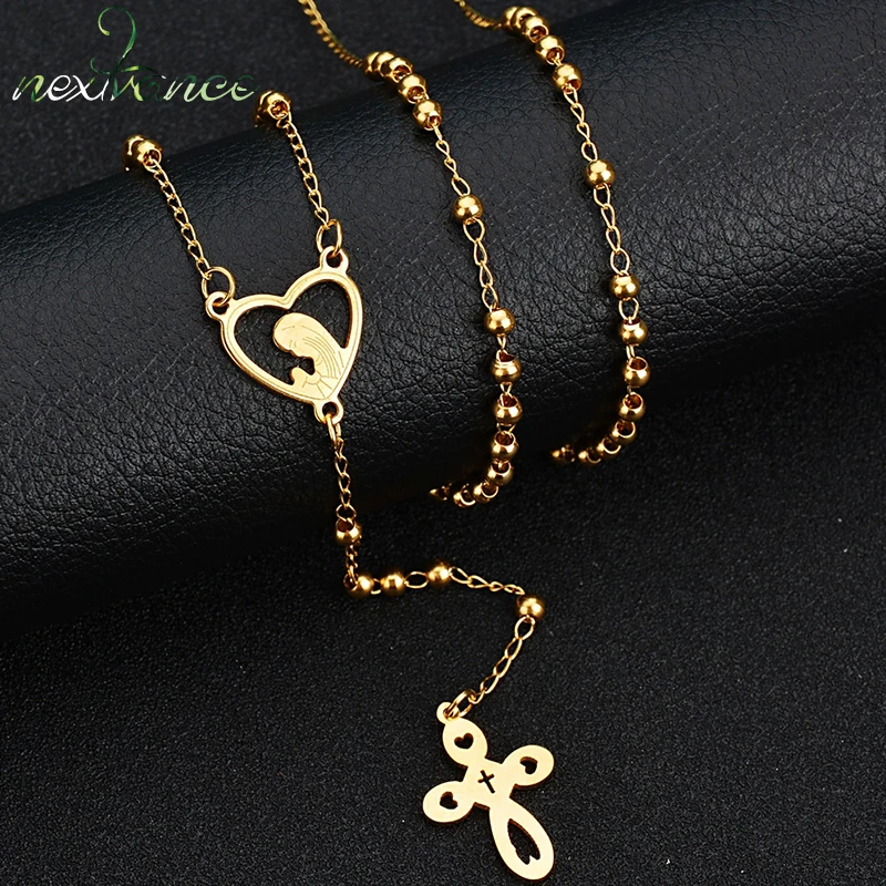 Nextvance collar de acero inoxidable con forma de corazón de la Virgen María, amuleto, de joyería para mujer, bisutería, al por mayor|Collares de cadena| - AliExpress