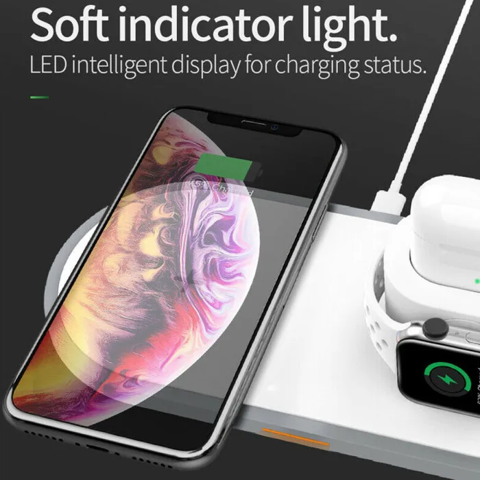 3 In1 QI Wireless Charger Dock Stand Fast Charge for iPhone Headsets Apple Watch ND998