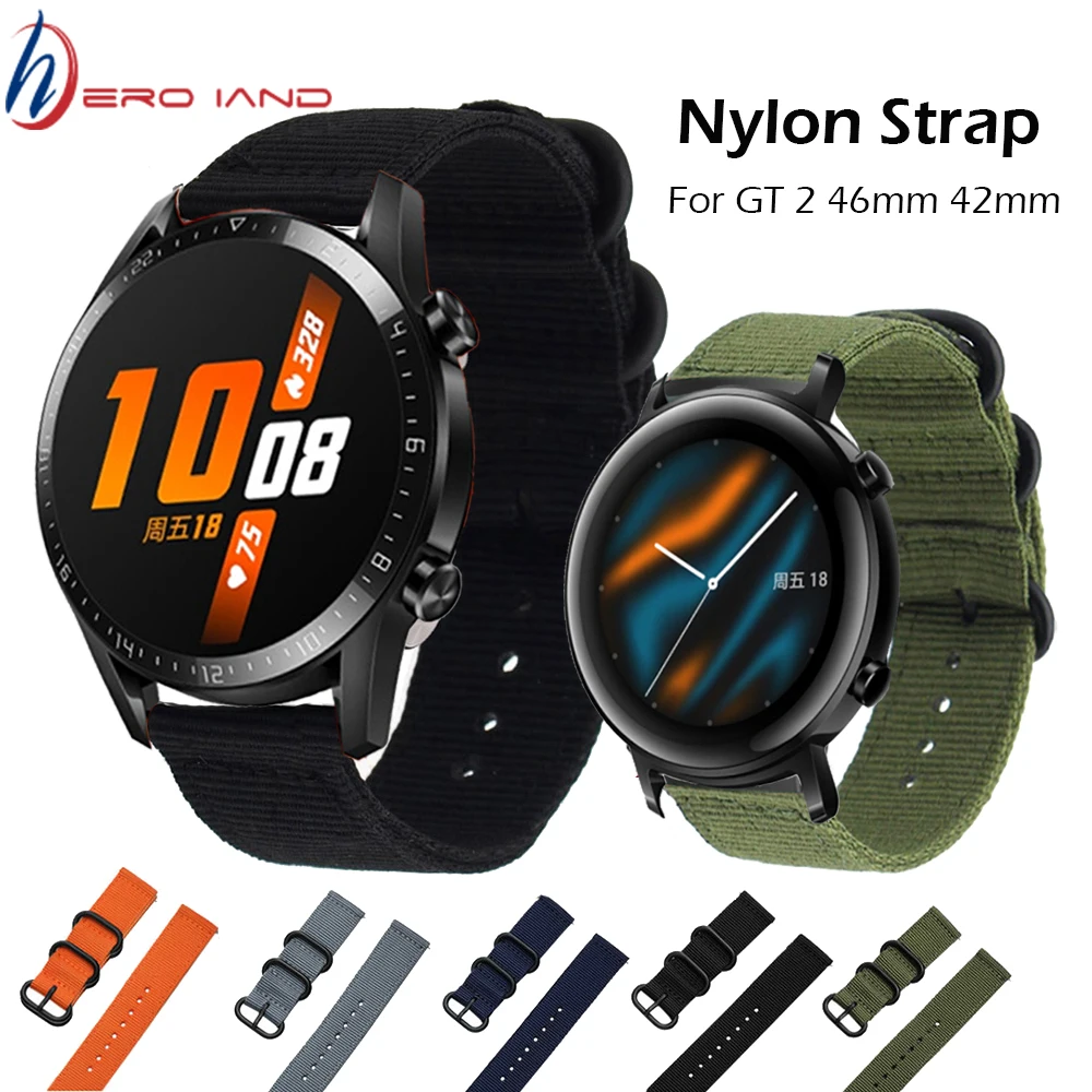 Cinturino Da 20Mm 22Mm Per Huawei Watch Gt 2 / Samsung Galaxy Watch Band 46Mm 42Mm Active2 Gear S3 Frontier Sport Nylon Nato Strap