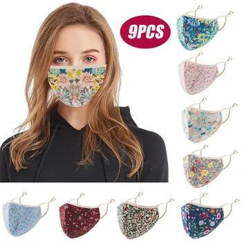 

9PCS Adult Women Cloth Mouth-muffle Washable mouth caps Protective mascarillas Mouth Cover Reuseable mondmaskers mascarillas