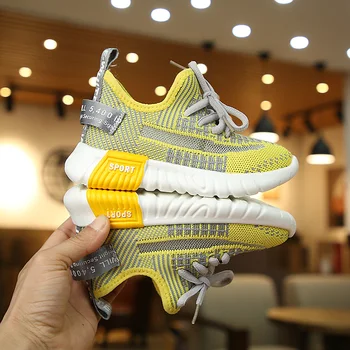 

New Trend Girls Sneakers Mesh Breathable Walking Children Girls Shoes FlyWire Boy Luxury Brand Shoes Unisex Sport Children Shoes