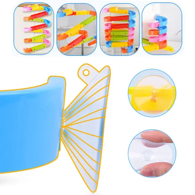 OOTDTY Bathroom Watermill Toy Bath Orbits Track Game Shower Swimming Pool Toys for Kids Boys Girls