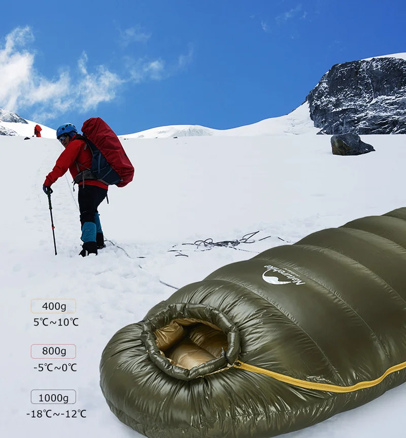 Naturehike Outdoor Camping Winter Sleeping Bag Down Sleeping Bag Mummy Single Sleeping Bag With Hooded Fr Cold Weather