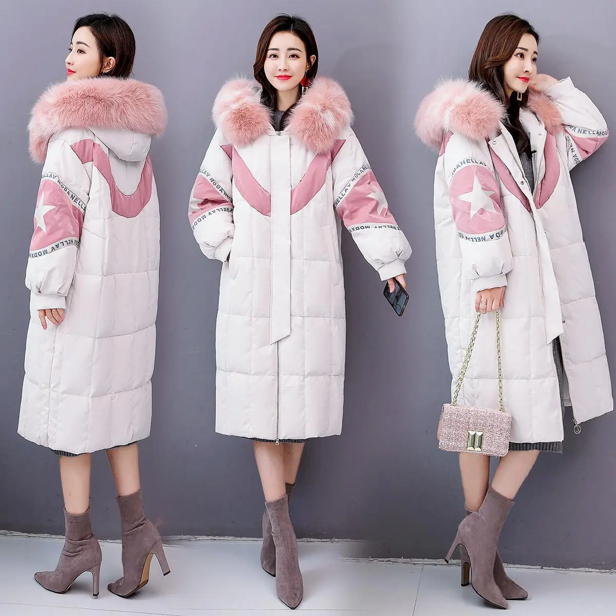 

Large Fur Collar Cotton-padded Clothes Women's 2019 New Style Winter Dongdaemun Mid-length down Jacket Cotton-padded Clothes Loo