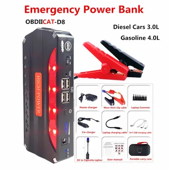 

Mini 12V OBDIICAT-D8 Car Jump Starter Power Bank Emergency Starting Device battries power starter For petrol/diesel Cars