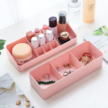 

1pcs Desktop Cosmetics Storage Box Household Plastic Double Layer Simple Compartment Jewelry Box Makeup Rack Dressing Table Box
