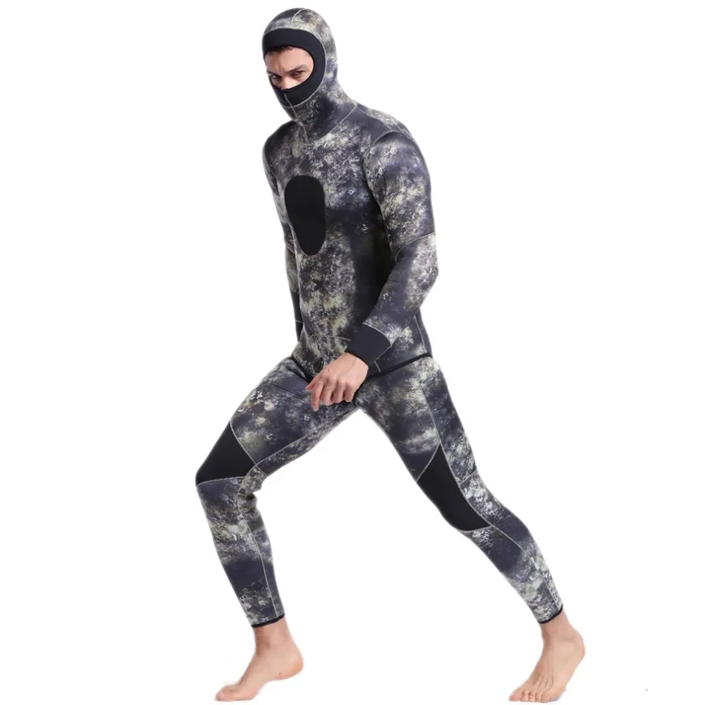 SBART Camo 3 мм неопрен Дайвинг Гидрокостюмы полный тело для мужчин подводное плавание костюм подводной охоты теплый защитный с капюшоном для серфинга