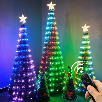 Led Kerstboom Verlichting Fairy Guirlande 16 Verlichting Modus Waterdicht Light String Woonkamer Outdoor Garden Holiday Decoratie
