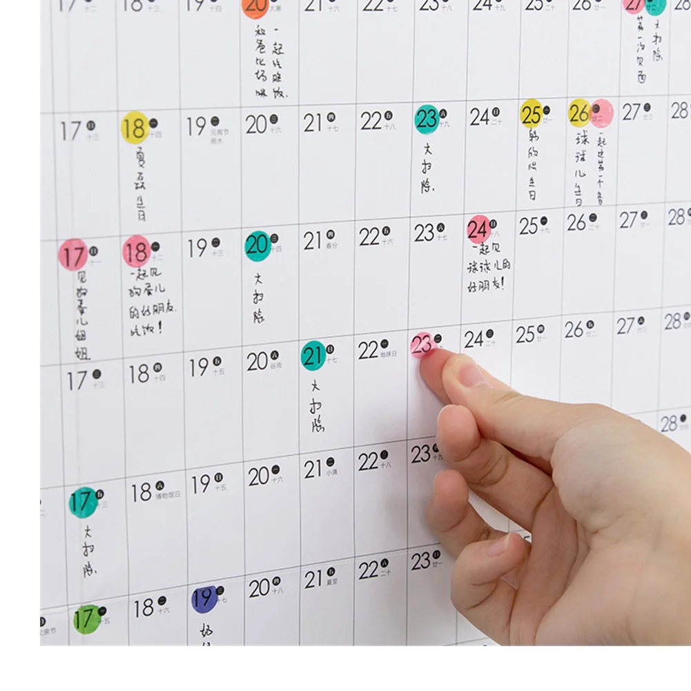 Год календарь бумага украшения Памятка Органайзер годовой график ежедневно с наклейкой точки планировщик на стену канцелярские принадлежности офис