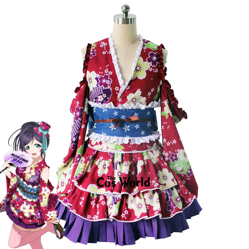 Отлично! Nozomi Tojo Yukata кимоно платье Аниме наряд настроить косплей костюмы|cosplay