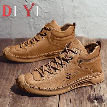 

Large Sizes Casual Sneaker Light Soft High Top Men's Sneakers Leather Retro Platform Shoes Plush Warm Men's Autumn Footwear E23