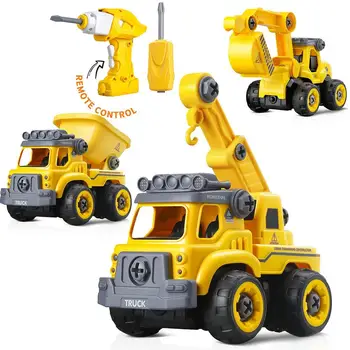 

3 In 1 DIY Take Apart Toys With Electric Drill Remote Control Construction Truck Toy Special Toy With Electric Drill For Boys