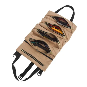 

Tool Bag Back Seat Canvas Fabric Carrier Straps Car Accessories Space Saving Hanging Organizer Roll Up Wrench Storage Anti Lost
